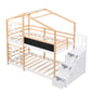 Twin Over Twin Bunk Bed - White Natural Wood Kids Bunk Frame