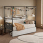 Modern Twin-size Bed with 3 Under-bed Storage Drawers, LED Lights and a Charging Station,White
