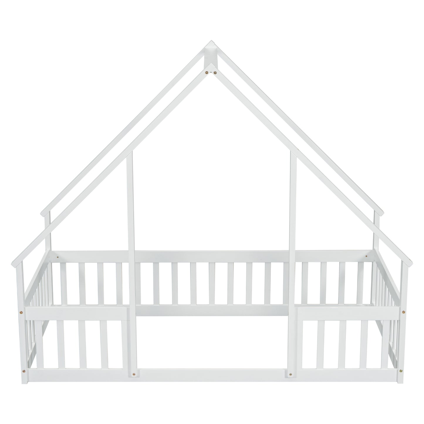 Twin Wood House Bed - White: Cozy & Safe Sleep Space