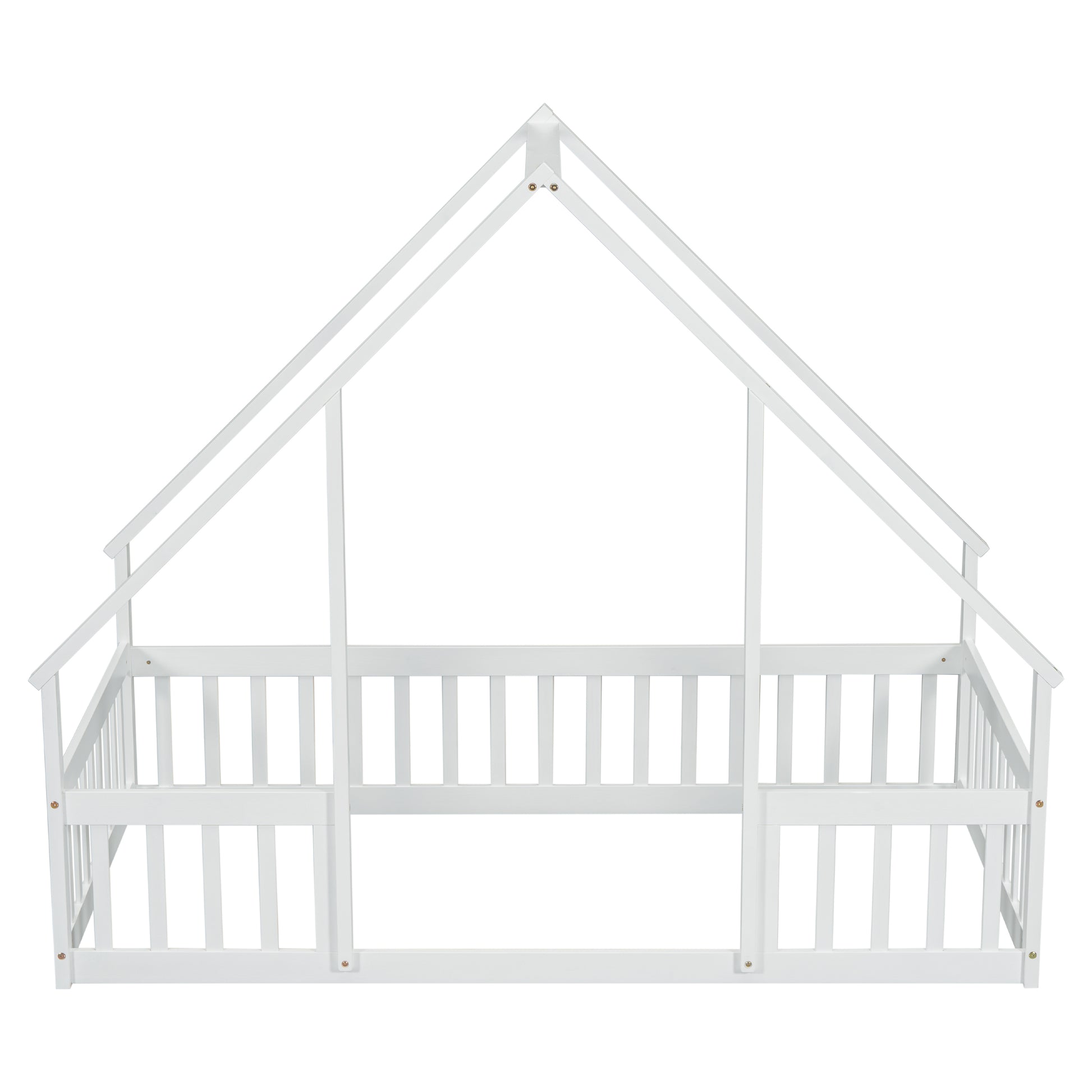 Twin Wood House Bed - White: Cozy & Safe Sleep Space