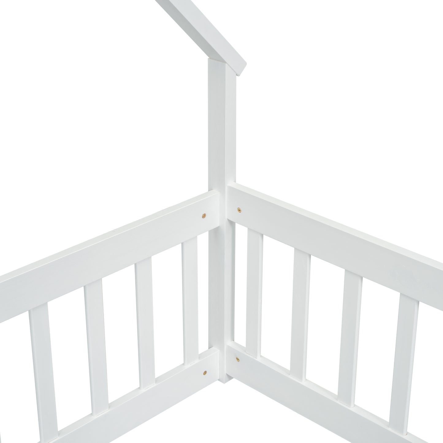 Twin Wood House Bed - White: Cozy & Safe Sleep Space