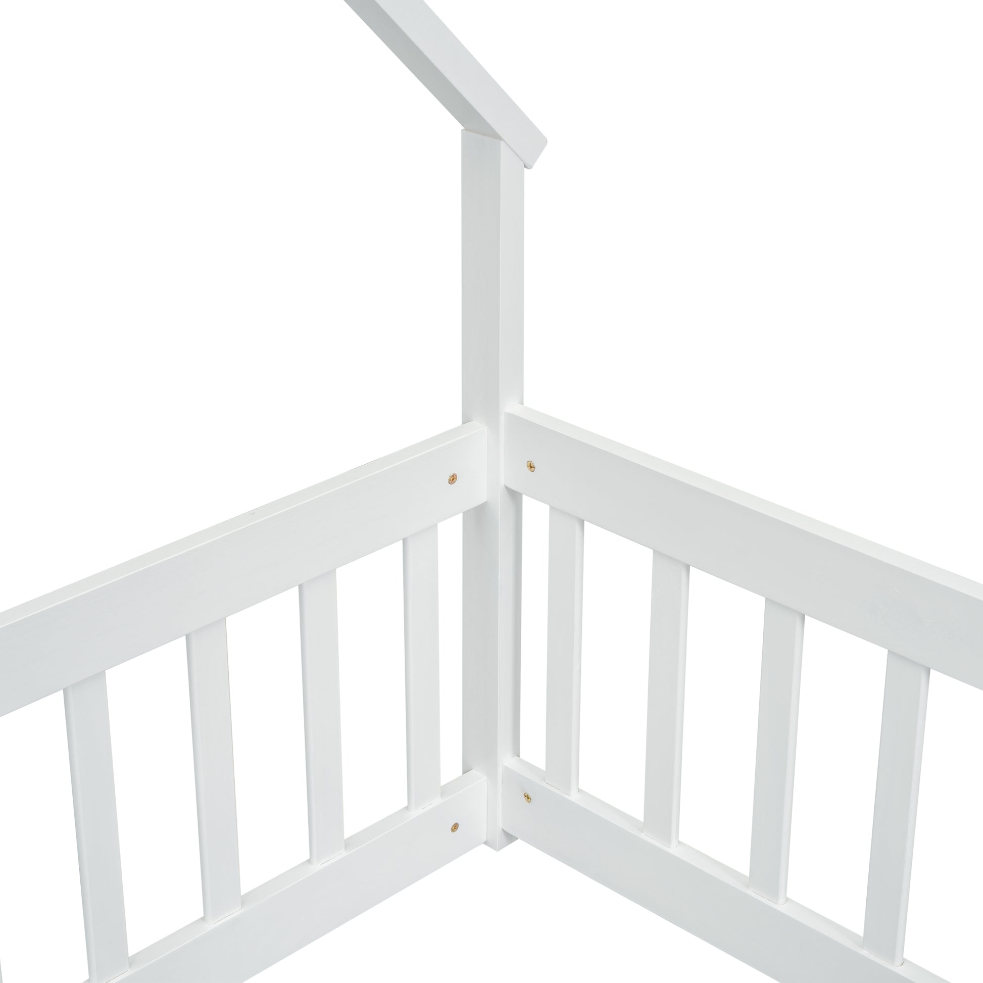 Twin Wood House Bed - White: Cozy & Safe Sleep Space