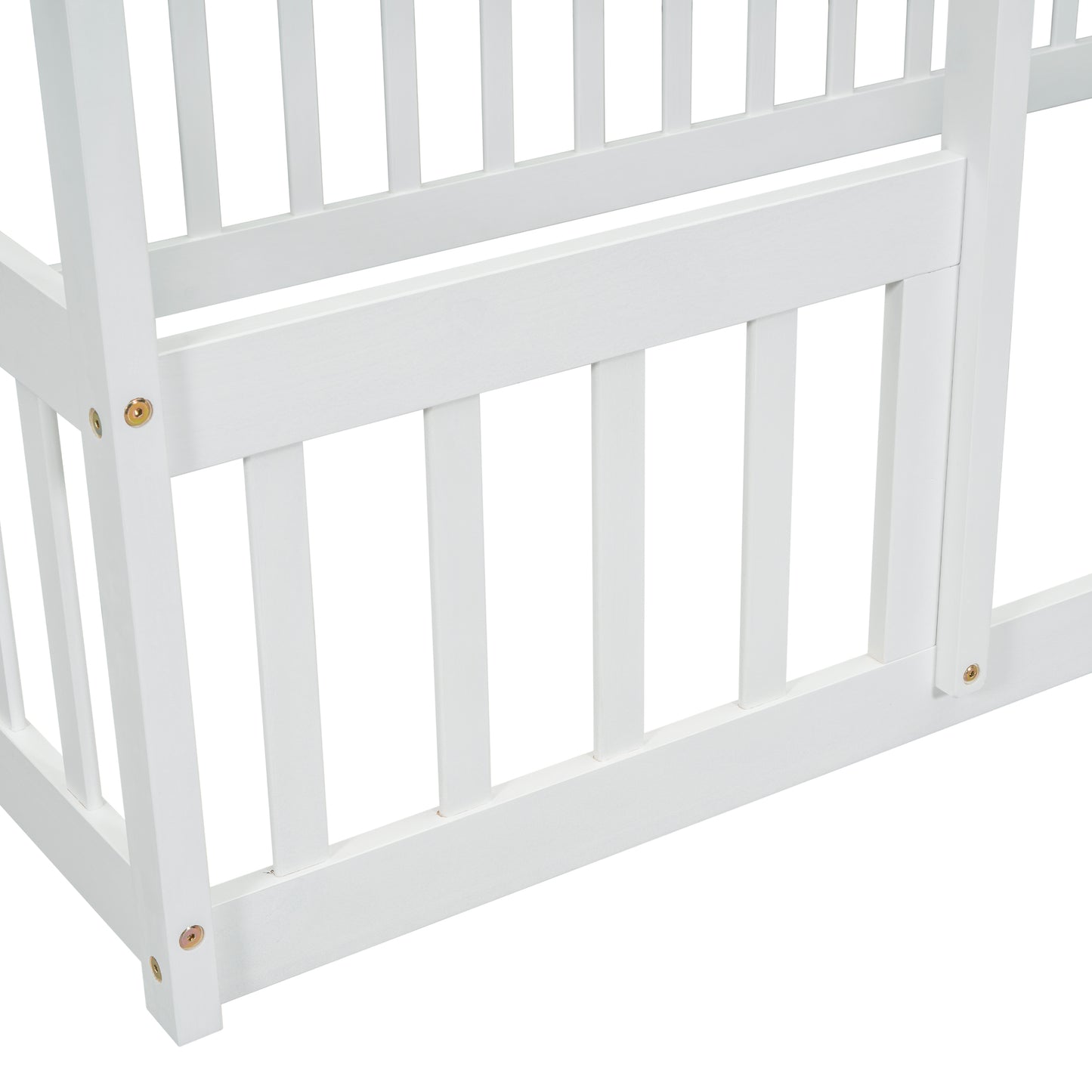 Twin Wood House Bed - White: Cozy & Safe Sleep Space