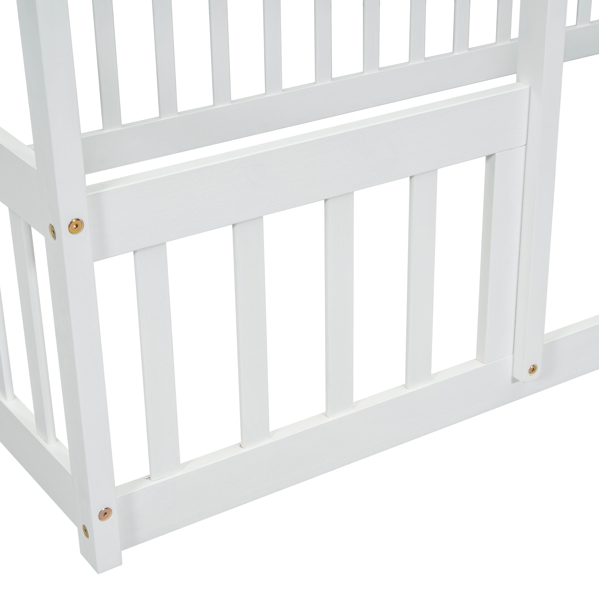 Twin Wood House Bed - White: Cozy & Safe Sleep Space