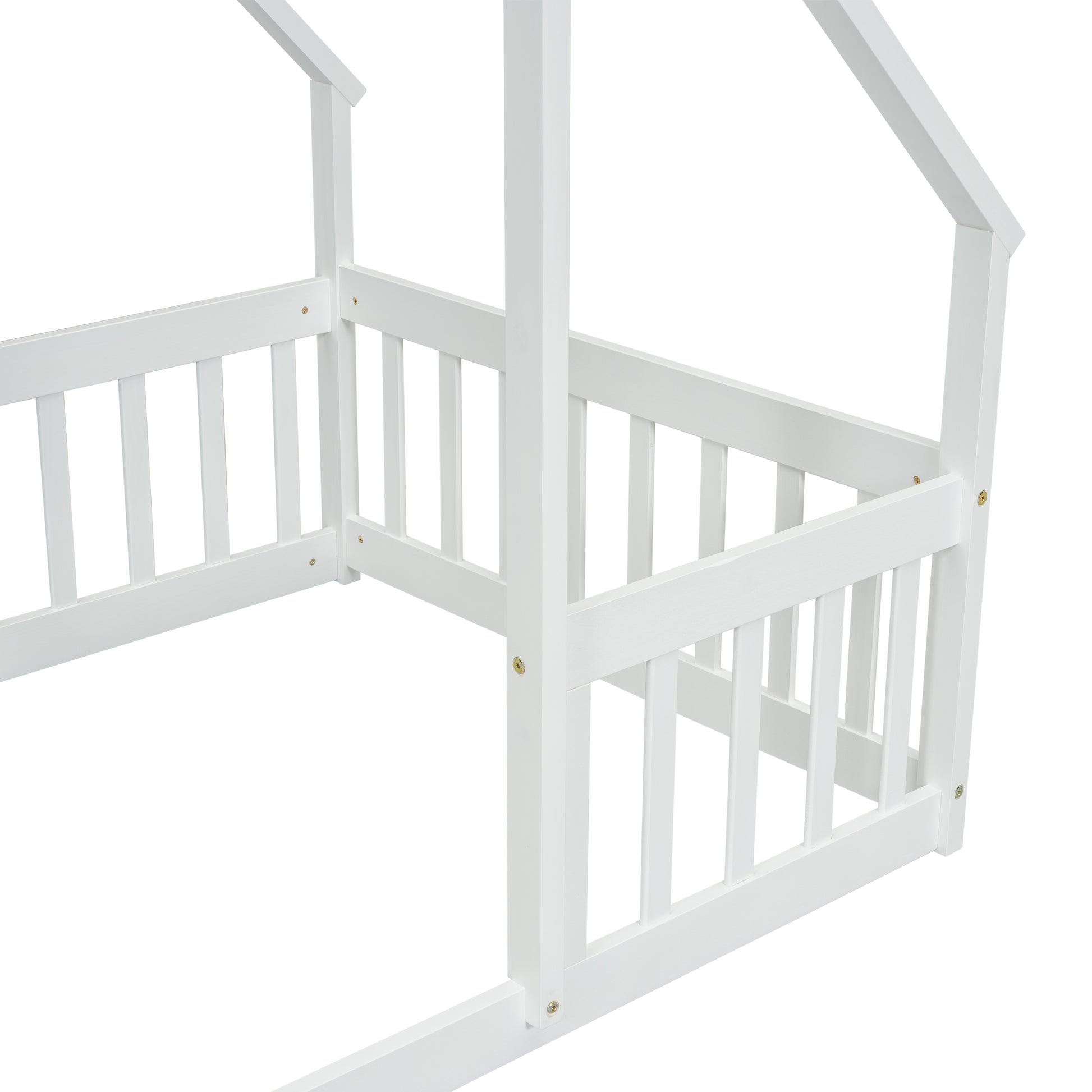 Twin Wood House Bed - White: Cozy & Safe Sleep Space