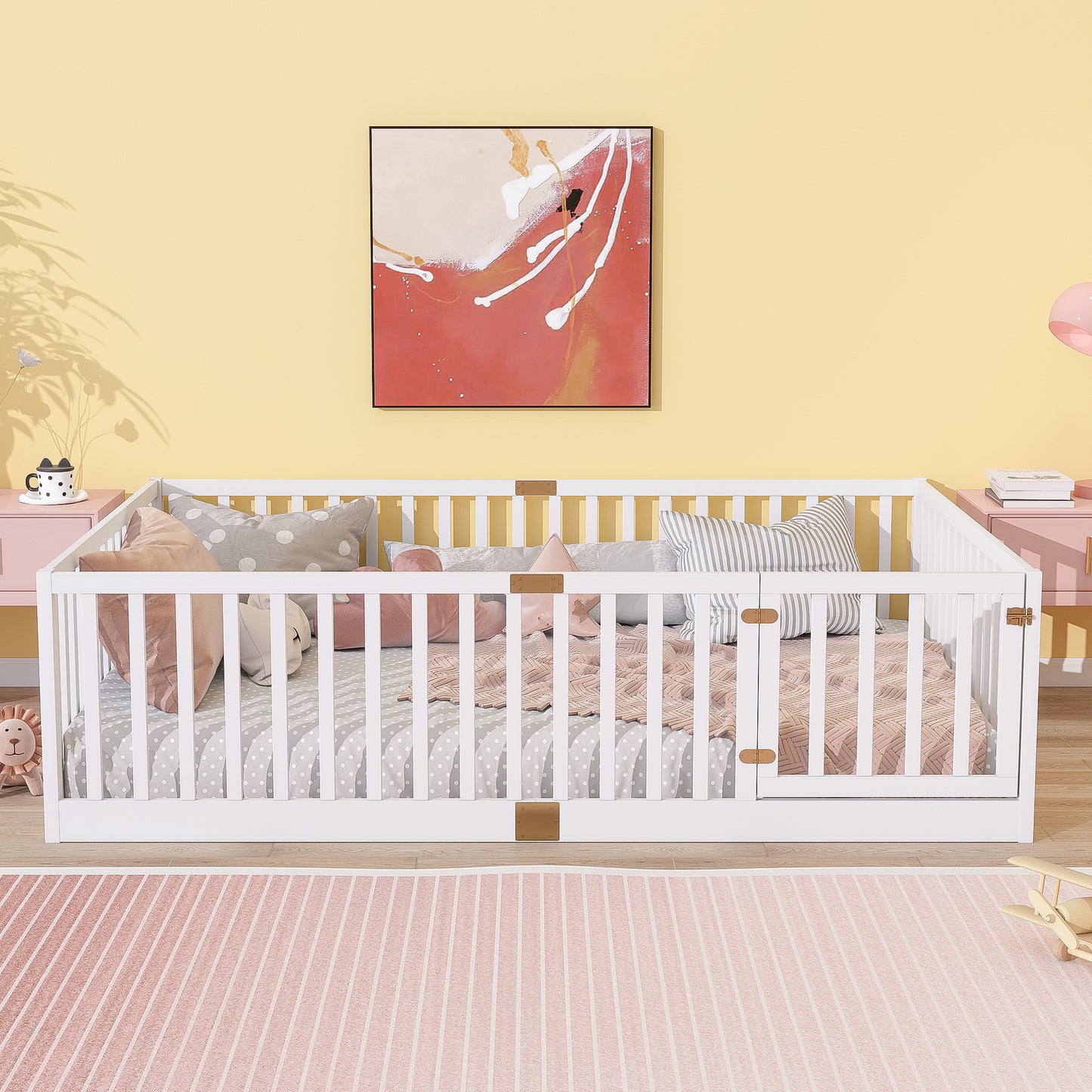 Full Size Rubber Wood Bed Frame White