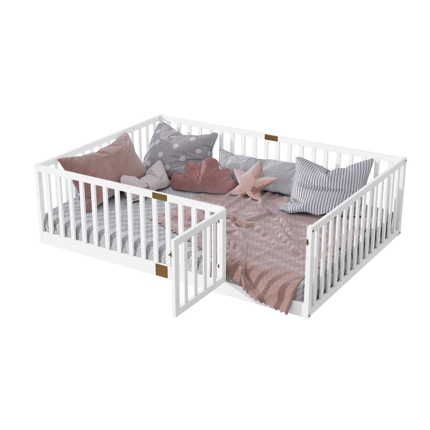 Full Size Rubber Wood Bed Frame White