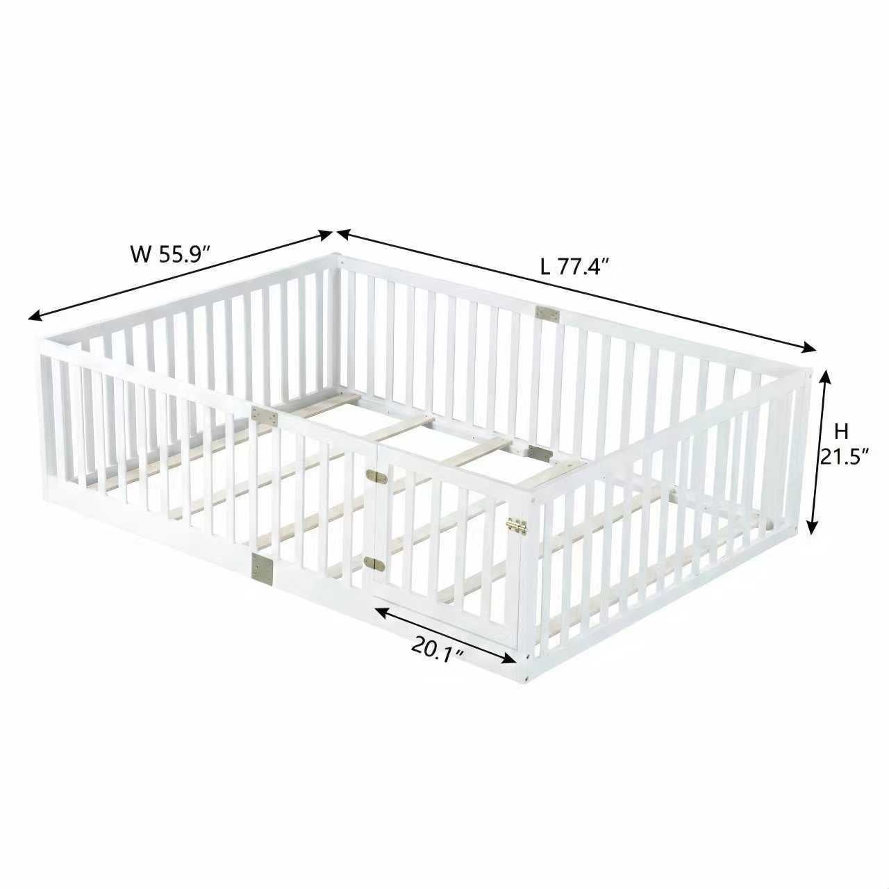 Full Size Rubber Wood Bed Frame White