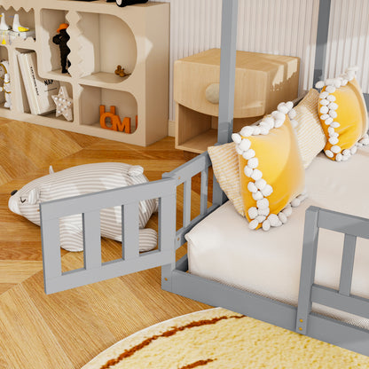 Pine Bunk Bed with Storage Staircase for Kids Room Sleep for Bedroom