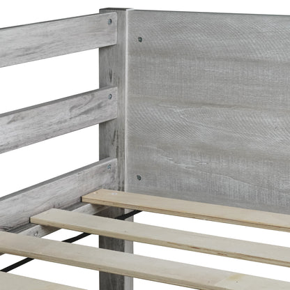 Twin Over Twin Bunk Bed - Antique White Rubber Wood for Bedroom