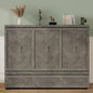 Queen Size Murphy Bed, Pine Wood Cabinet Bed with Built-in USB Charging Station and Geometrical Decoration Panel ,Grey