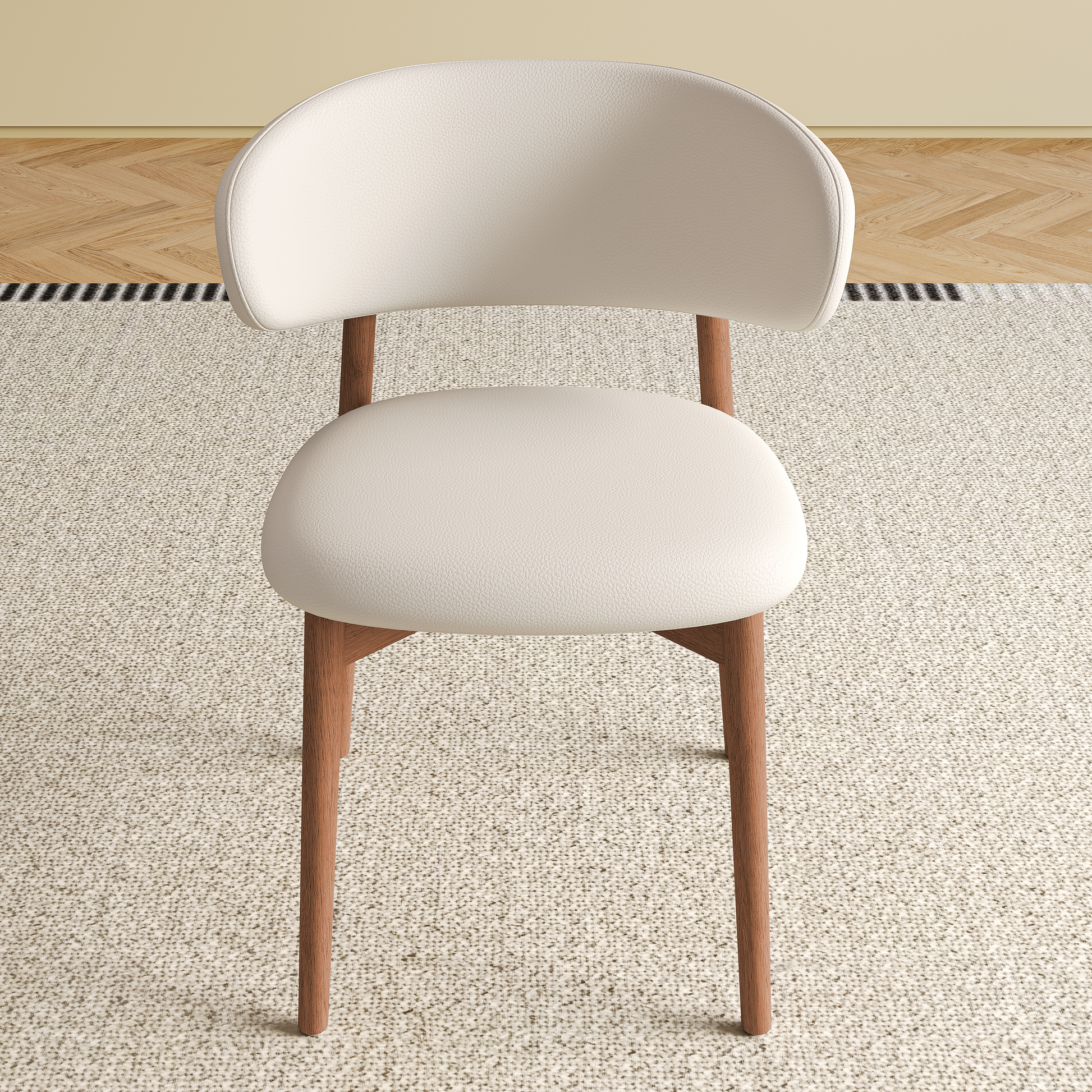 Mid-Century Modern Dining Chairs - Set of 2 Walnut Wood Feet