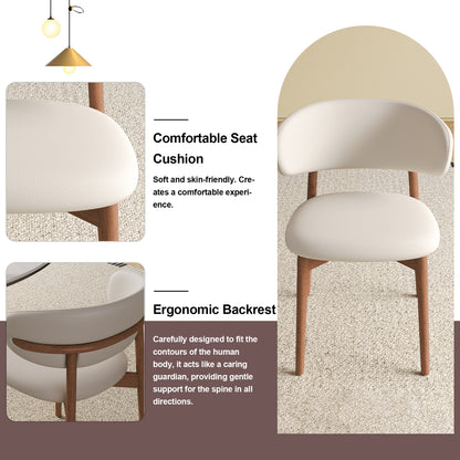 Mid-Century Modern Dining Chairs - Set of 2 Walnut Wood Feet