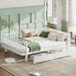 Queen Size Platform Bed with Storage Drawers, Metal Daybed Frame with Upgraded Safety Round-Pipe Design, Low Profile Design, White