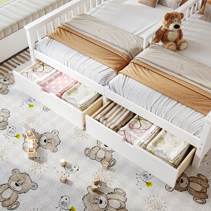 Twin Size House Platform Bed with Storage - White for Bedroom