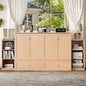 Queen size Murphy bed with spacious storage drawers and shelves, Ideal for guest rooms or compact bedrooms,Golden