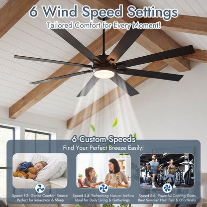 72 Inch Smart Modern Ceiling Fan with Light for Small Bedrooms