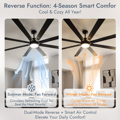 72 Inch Smart Modern Ceiling Fan with Light for Small Bedrooms