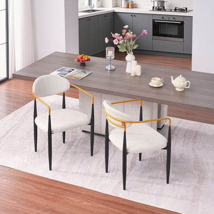 Modern Beige Foam Dining Chair - Ergonomic Comfort, Metal Frame
