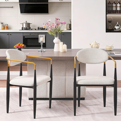 Modern Beige Foam Dining Chair - Ergonomic Comfort, Metal Frame