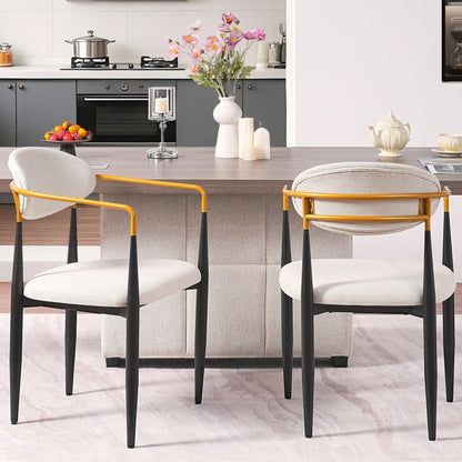 Modern Beige Foam Dining Chair - Ergonomic Comfort, Metal Frame