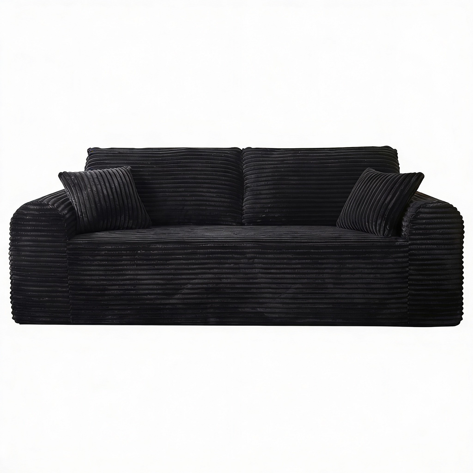 Black 3 Seat Foam+Spring Sofa for Living Room or Guest Area
