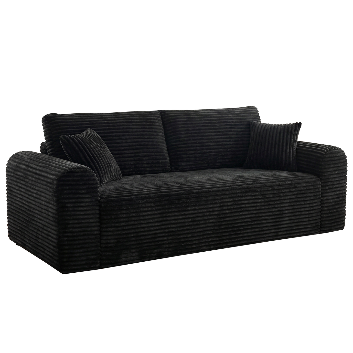 Black 3 Seat Foam+Spring Sofa for Living Room or Guest Area