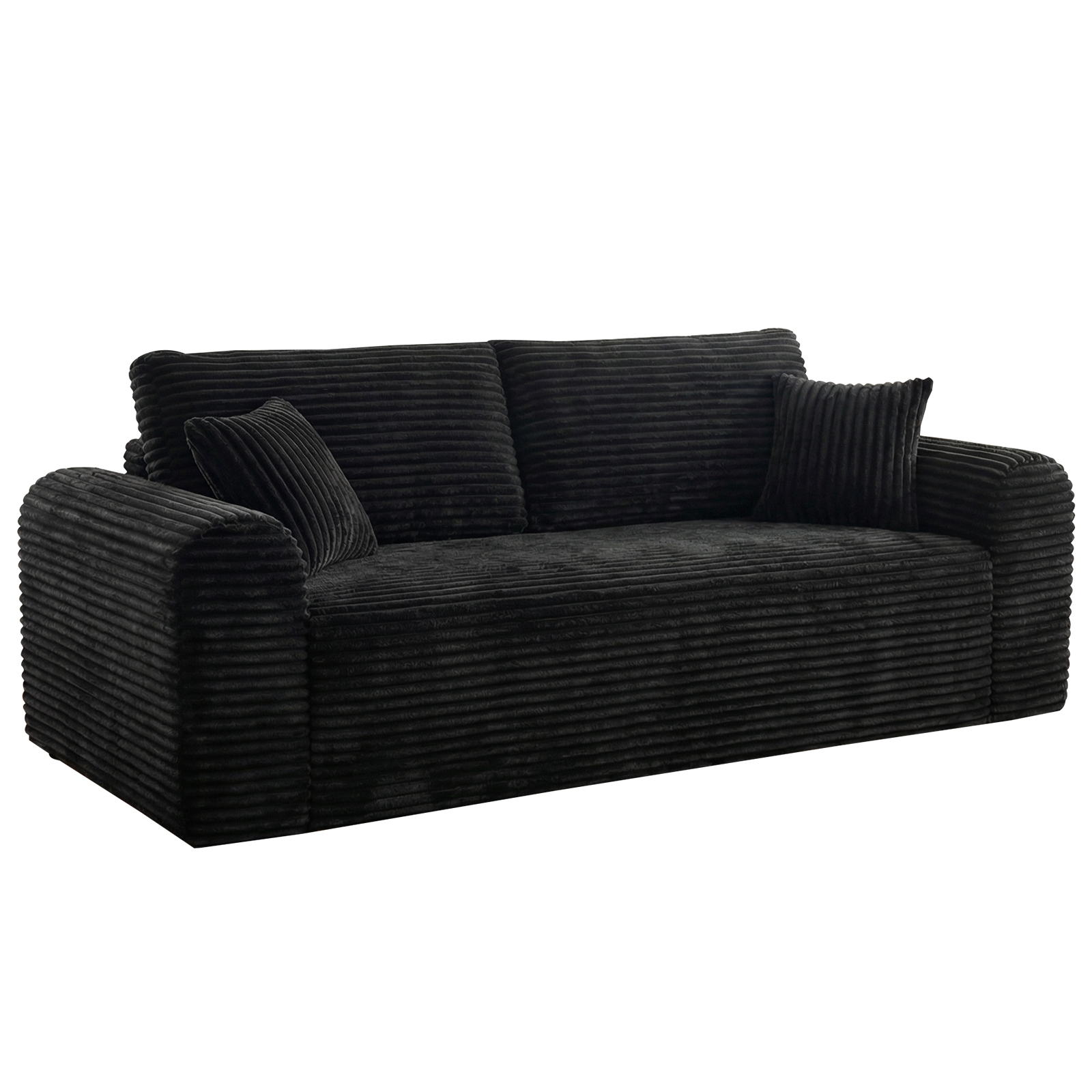 Black 3 Seat Foam+Spring Sofa for Living Room or Guest Area