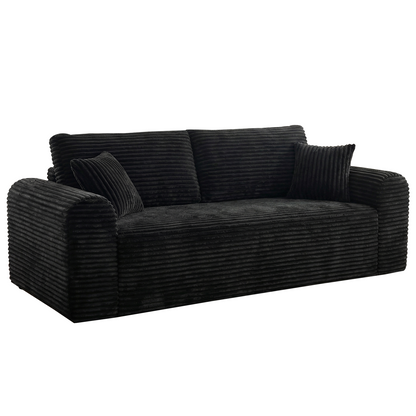 Black 3 Seat Foam+Spring Sofa for Living Room or Guest Area