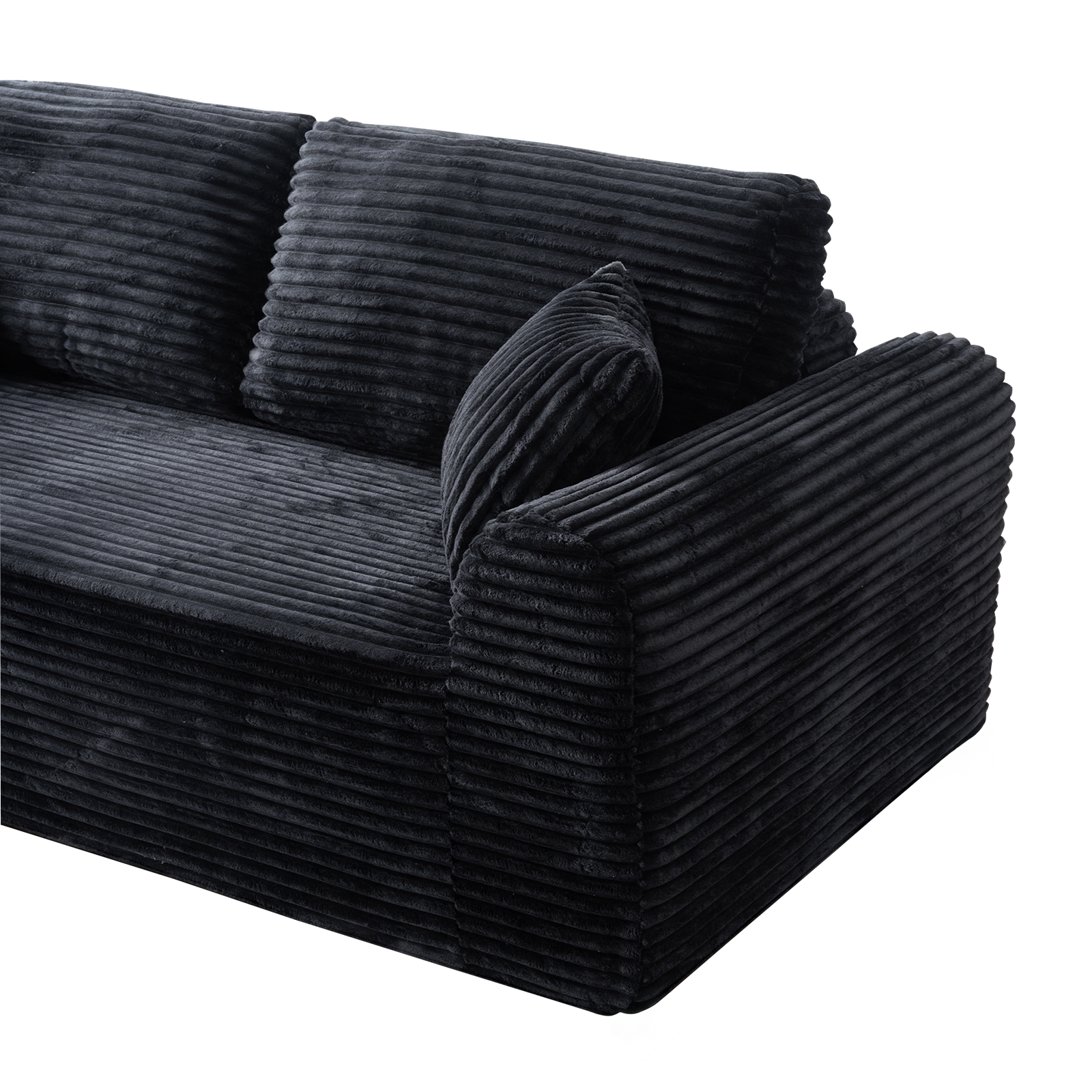 Black 3 Seat Foam+Spring Sofa for Living Room or Guest Area