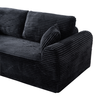 Black 3 Seat Foam+Spring Sofa for Living Room or Guest Area