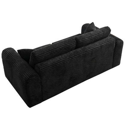 Black 3 Seat Foam+Spring Sofa for Living Room or Guest Area