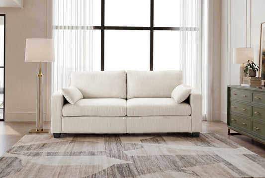 Modern Loveseat Sofa for Living Room, Removable Cover, Spring Cushions, Solid Wood Frame, Wide Armrest for Small Space