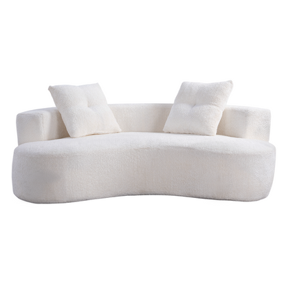 3 Seat Cream White Foam Spring Sofa - 79.5" Cloud Sofa for Living Room
