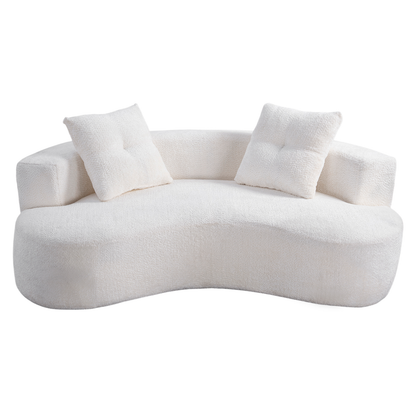 3 Seat Cream White Foam Spring Sofa - 79.5" Cloud Sofa for Living Room