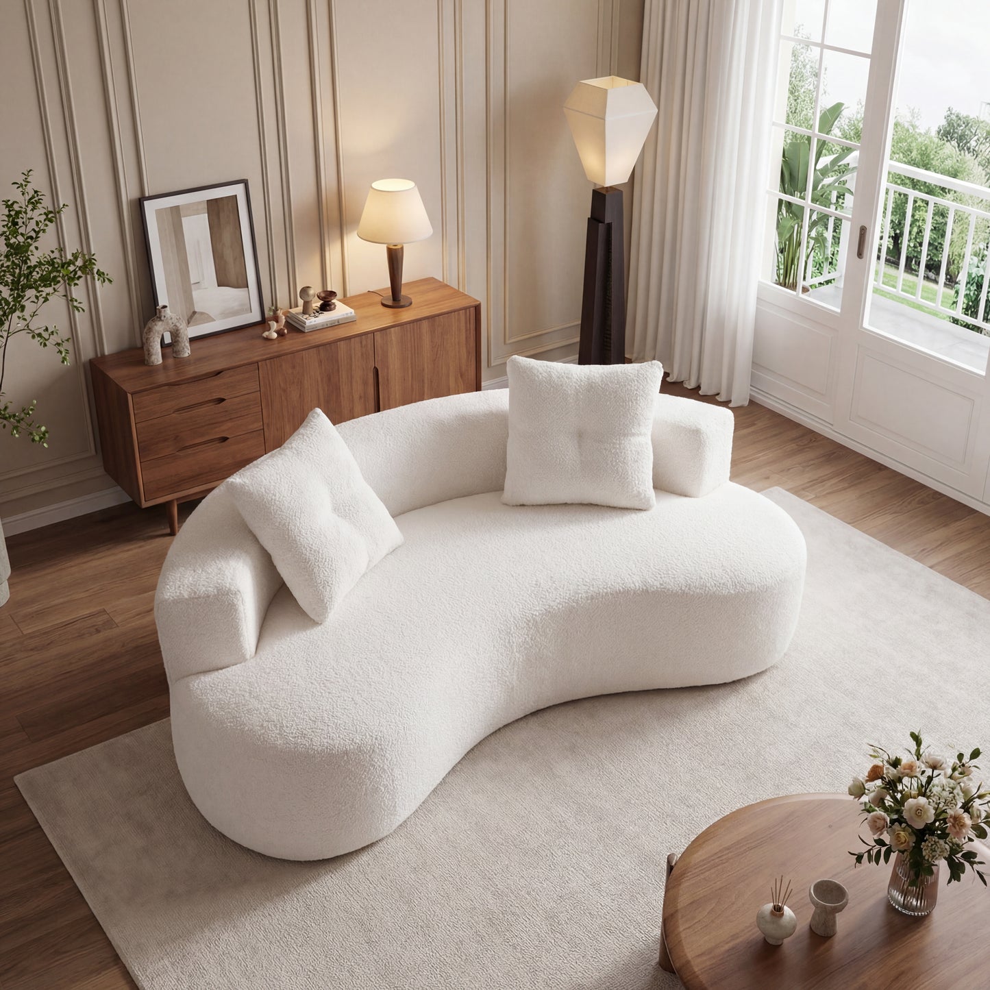79.5"  3 Seater Couch for Living Room, Boneless Couch with 2 Pillows,Upholstered Floor Sofa