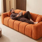 98.4" Extra Large Compression Sofa, Corduroy Cloud Puff Couch for Living Room, 3-Seater Upholstered Sofa with 2 Pillows, Vacuum Packed Easy to Move for Small Space, Apartment, Studio