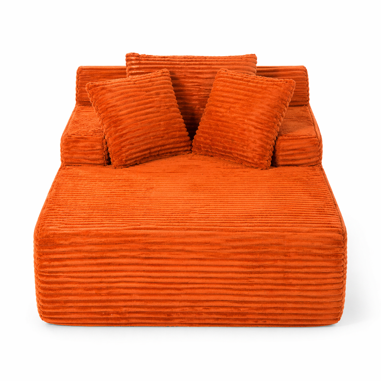 66" Orange Corduroy Sofa Bed - No Assembly for Living Room