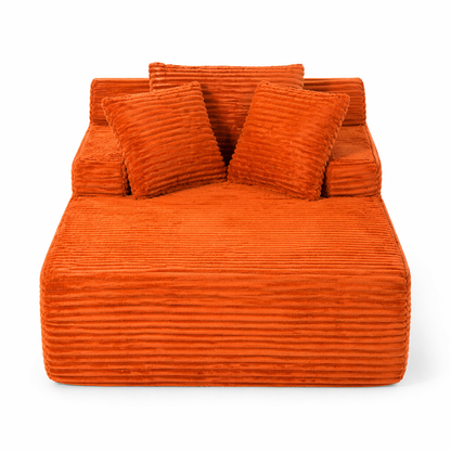 66" Orange Corduroy Sofa Bed - No Assembly for Living Room