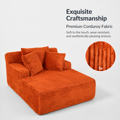 66" Orange Corduroy Sofa Bed - No Assembly for Living Room