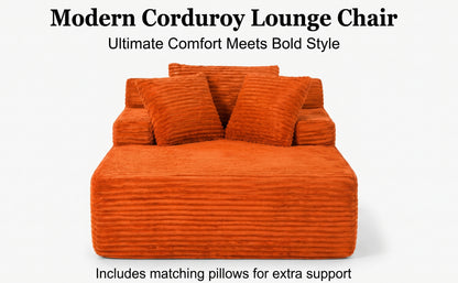 66" Orange Corduroy Sofa Bed - No Assembly for Living Room