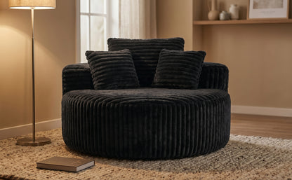Dark Gray Corduroy Single Sofa - 55" Oversized Chaise Lounge for Living Room