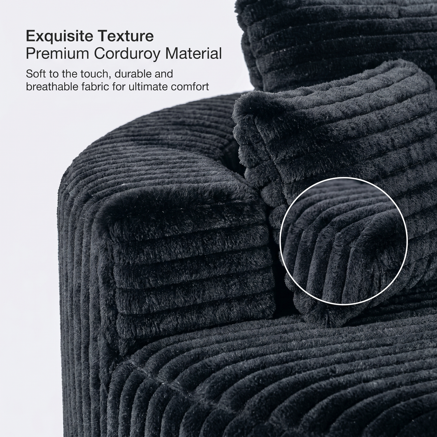 Dark Gray Corduroy Single Sofa - 55" Oversized Chaise Lounge for Living Room