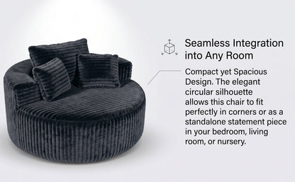 Dark Gray Corduroy Single Sofa - 55" Oversized Chaise Lounge for Living Room