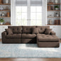 Corduroy Corner Chaise Compression Sofa Bed, L-Shaped Sectional Couch with High-Density Sponge, No-Assembly Required Convertible Sofa for Living Room, Apartment, Guest Room(Brown)