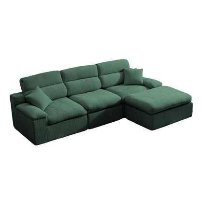3 Seat Dark Green Chenille L-Shaped Sofa with Sleeper Bed for Living Room