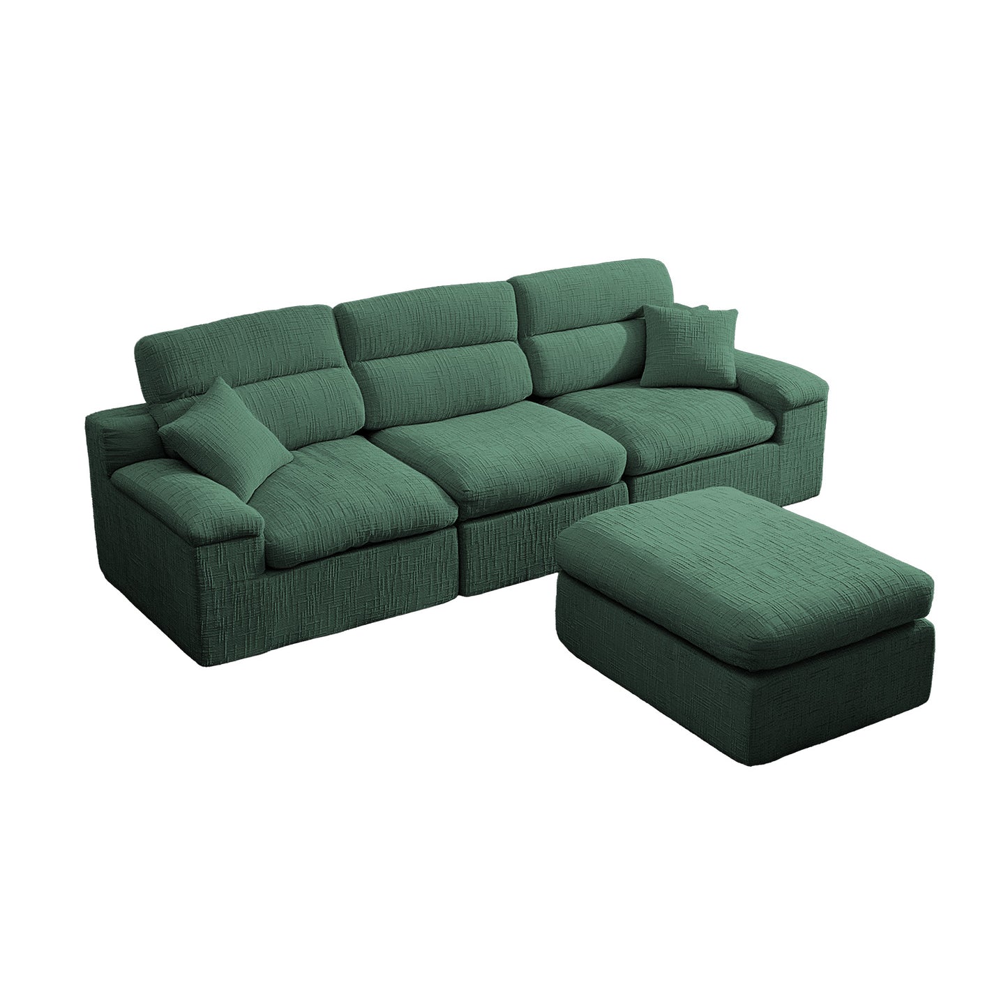 3 Seat Dark Green Chenille L-Shaped Sofa with Sleeper Bed for Living Room