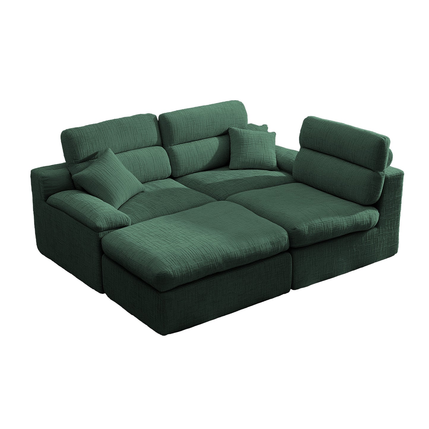 3 Seat Dark Green Chenille L-Shaped Sofa with Sleeper Bed for Living Room