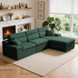 Corner Chaise Sofa with High Backrest,L-Shaped Couch with Slub Chenille Fabric, Compressed High-Density Sponge Cushion, Space-Saving No-Assembly Sofa for Living Room,Apartment(Green)