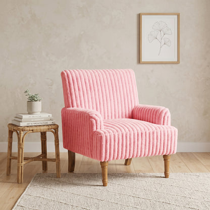 Mid-Century Pink Corduroy Sofa - Soft Comfort, Solid Wood Legs